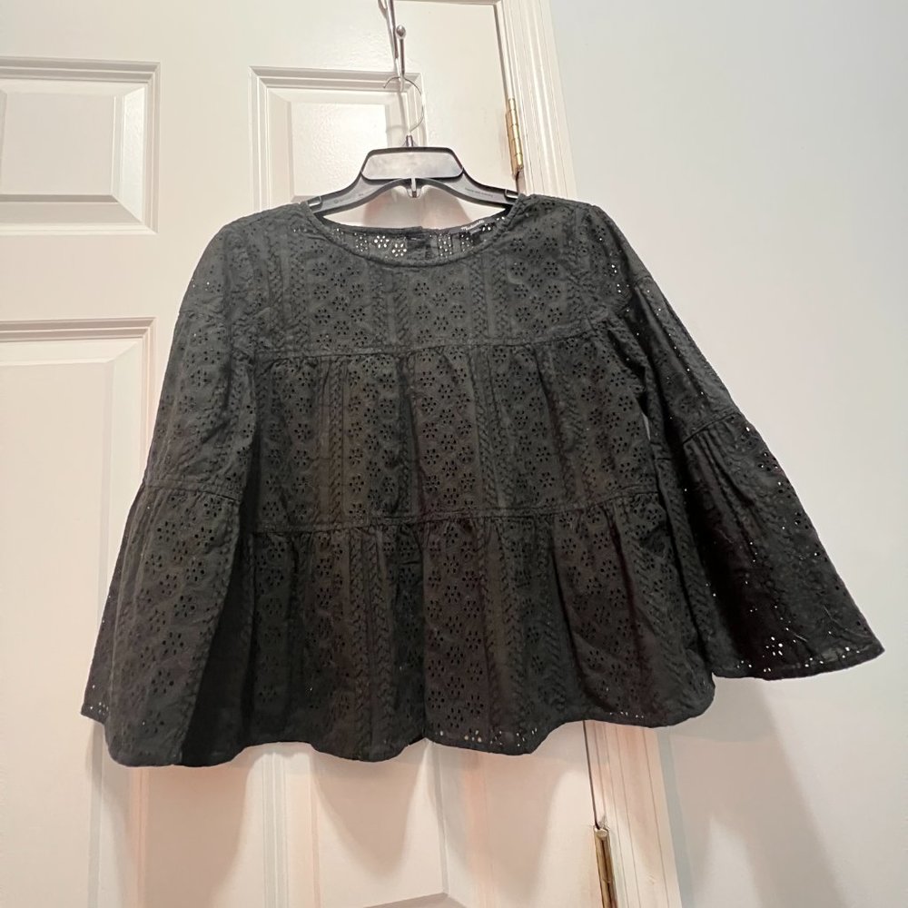Madewell large black eyelet top